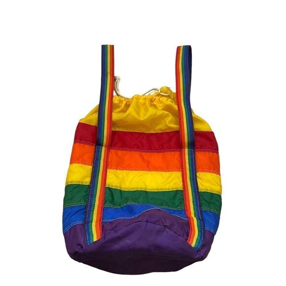 Rare Vintage Taylor Made Brand Rainbow Drawstring Bucket Tote Bag - Picture 1 of 12